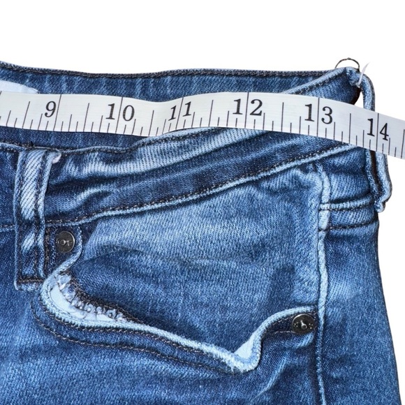 Kancan Women’s 28X 24 Frayed High Waist Dark Wash Stretch Whiskering  Blue Denim - Picture 7 of 10